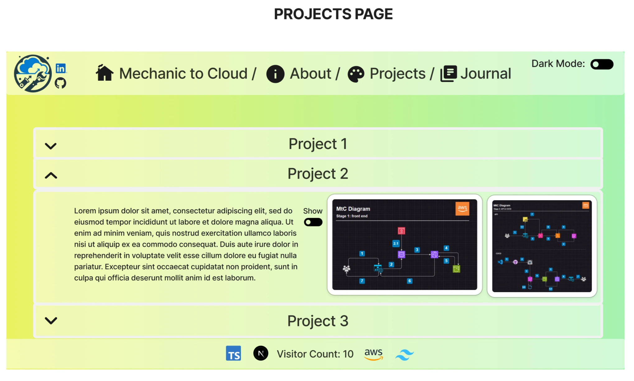 high-detail projects page on desktop